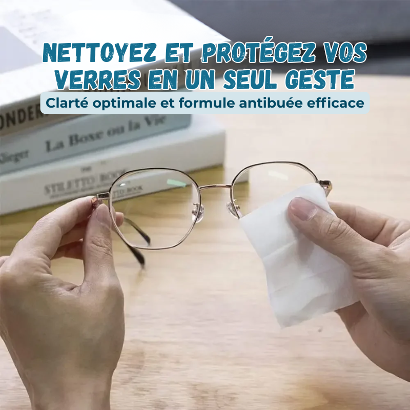 100 Lingettes Nettoyantes Anti-Buée pour Lunettes