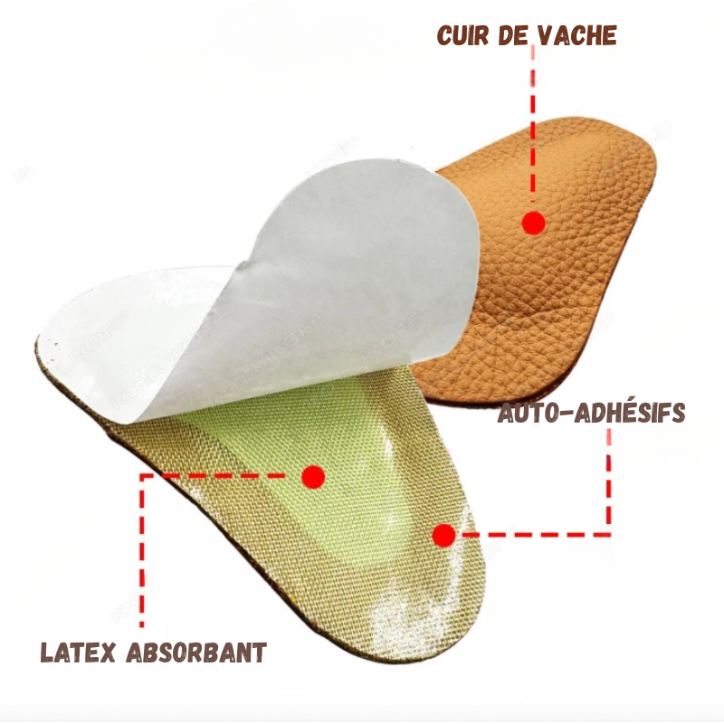 2 paires de Coussinets Voûte Plantaire en Cuir – Ultra Confort