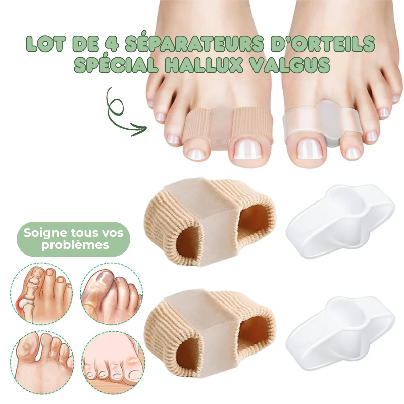 4x Séparateurs d'orteils Spécial Hallux Valgus