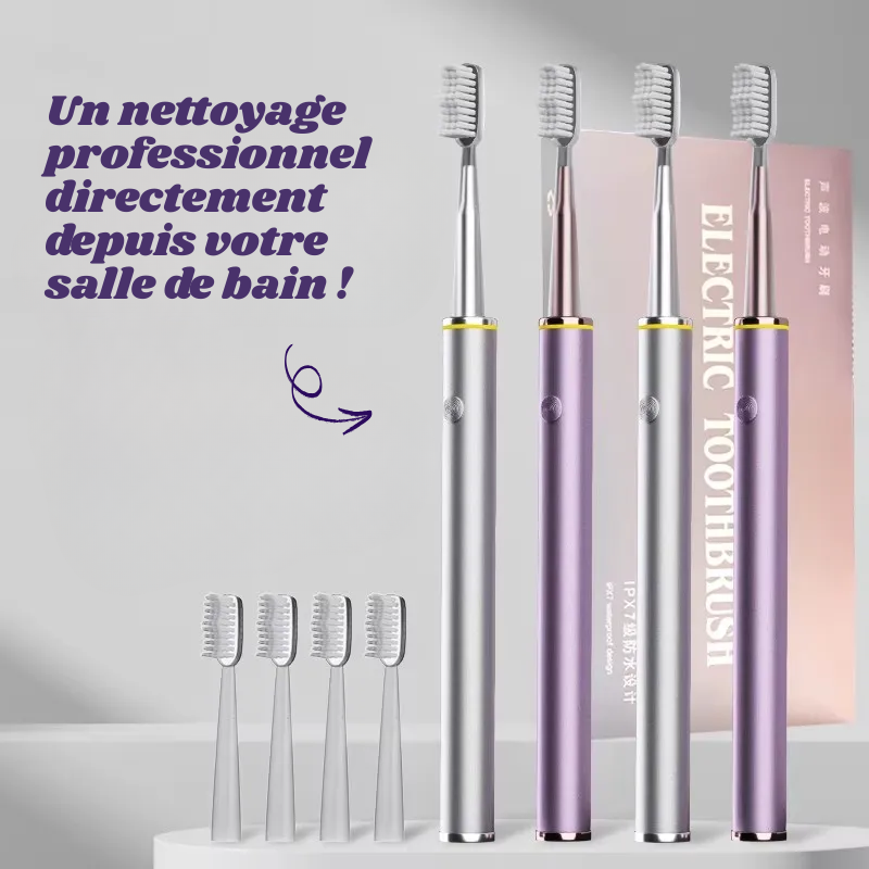 Brosse à Dents Électrique Fine – 4 Têtes Incluses