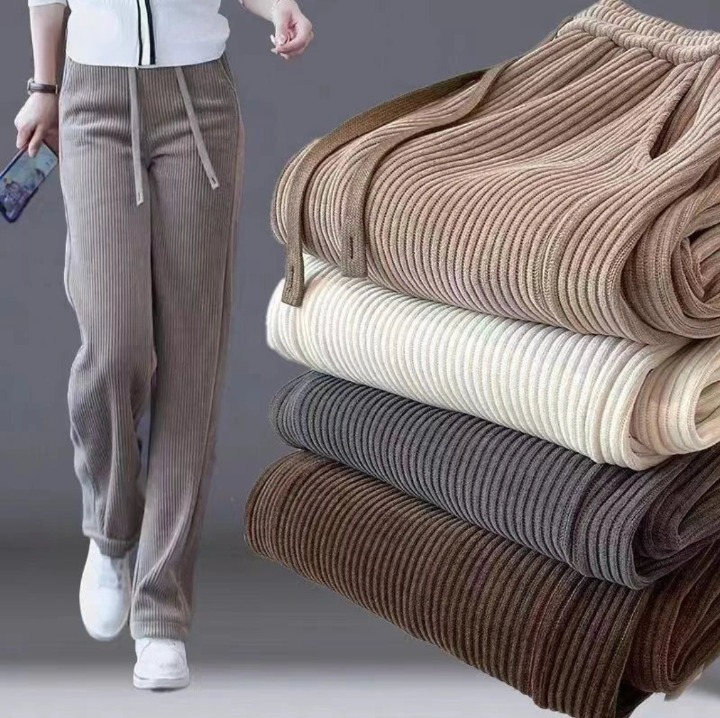 Pantalon en velours côtelé ample Femme - Intérieur Polaire