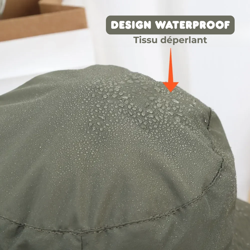 Chapeau de pêcheur à Cordon Pliable Anti-UV & Imperméable