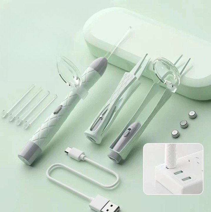 Ensemble de Nettoyeur d'Oreilles avec Loupe & LED - 3PCS