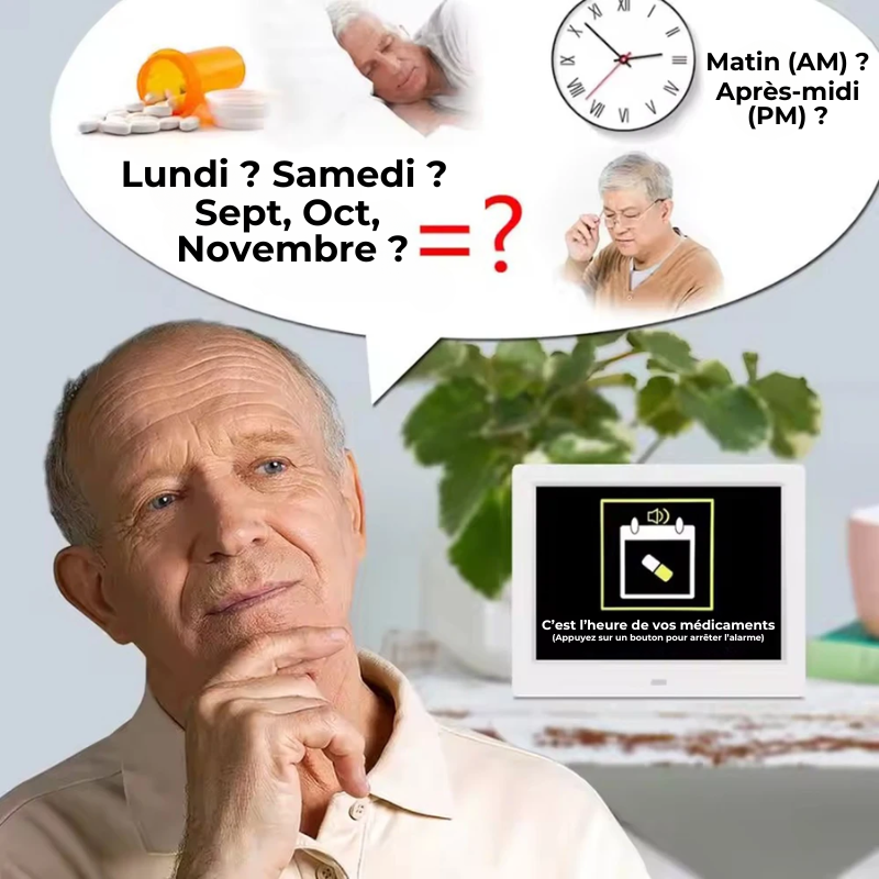 Horloge Digitale Grand Écran et 12 alarmes – Rappel Médical Senior