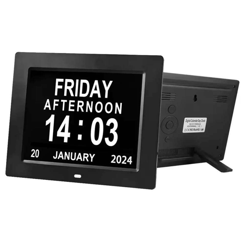 Horloge Digitale Grand Écran et 12 alarmes – Rappel Médical Senior
