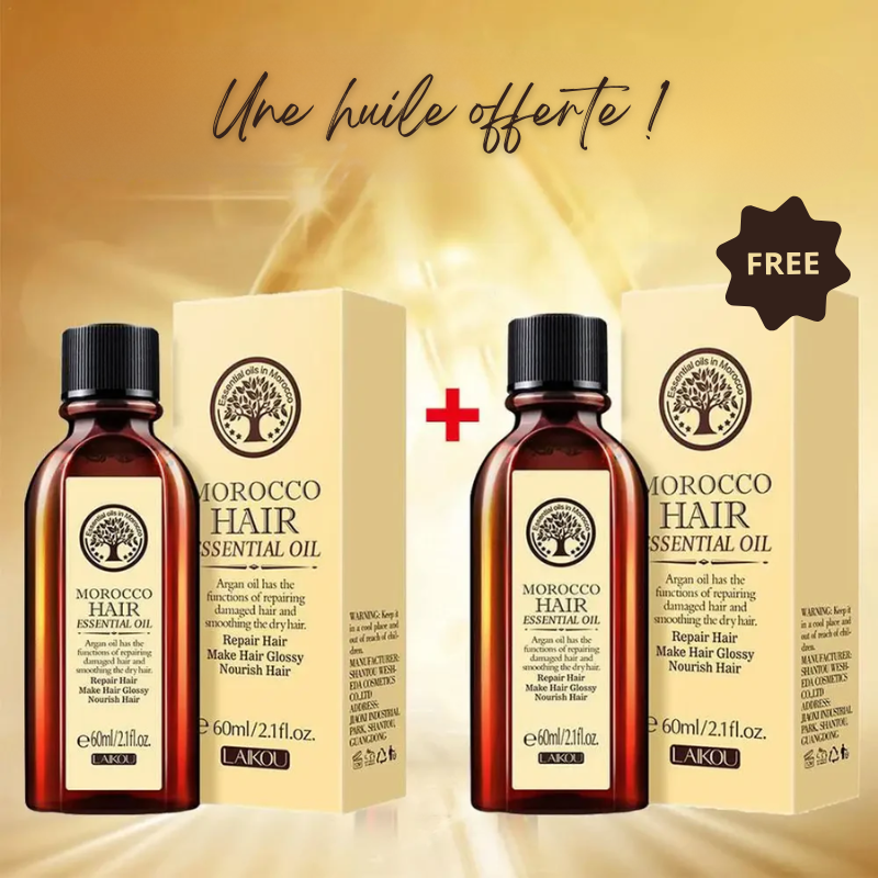 Huile essentielle d'Argan Marocaine pour Cheveux Secs & Abîmés - 1 ACHETÉE = 1 OFFERTE