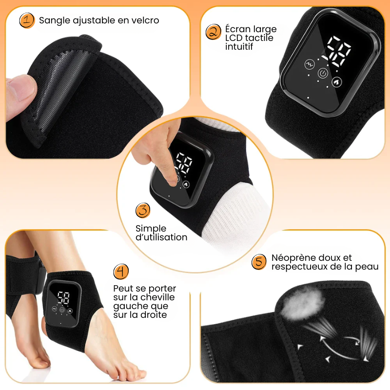 Orthèse Chauffante et Massante Cheville – Rechargeable & Confort