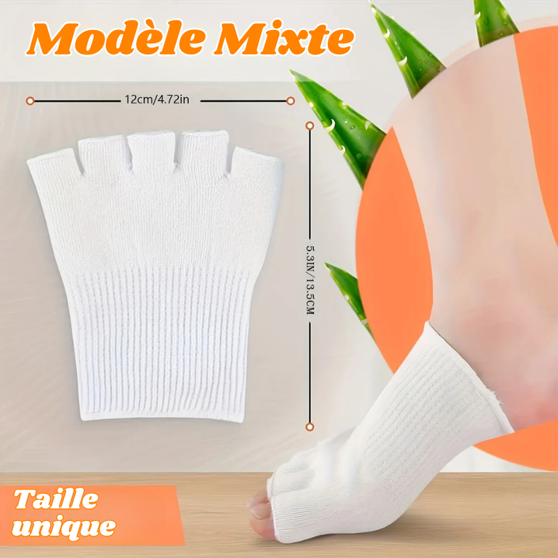 Paire de Demi Chaussette Séparatrice d'Orteils en Gel & Fibre de Coton