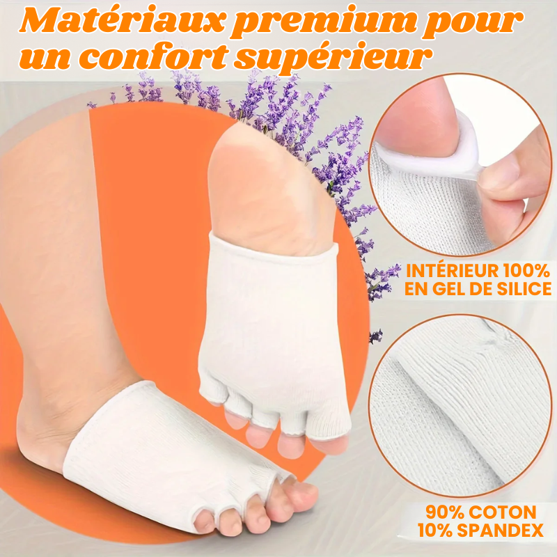 Paire de Demi Chaussette Séparatrice d'Orteils en Gel & Fibre de Coton