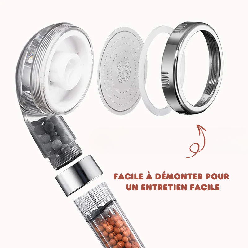 Pommeau de Douche Écologique Haute Pression 3 Jets Relaxants - Recharge Billes OFFERTE