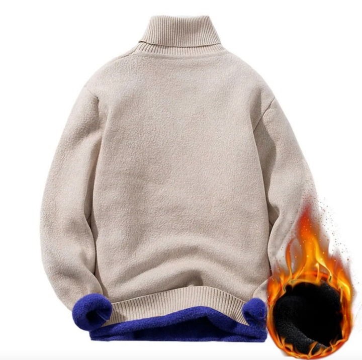 Pull col roulé à maille avec doublure polaire Homme