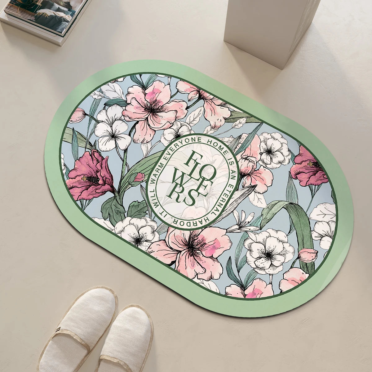 Tapis de Bain Antidérapant à Séchage Ultra-Rapide - Design Floral Élégant
