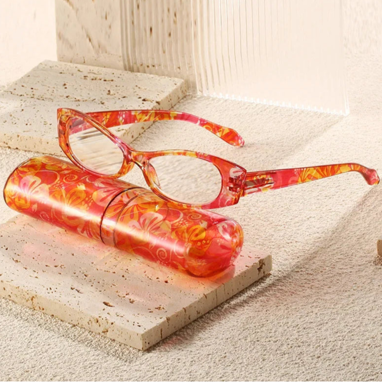 Lunettes de lecture pour presbyte à Motif floral - Étui OFFERT