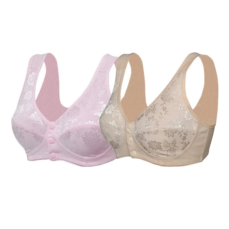 Lot de 2 Soutien-gorge Coton Anti-Affaissement à Boutons Avant
