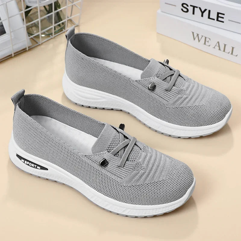 Ballerines en Maille à Faux Lacets Respirantes, Légères & Antidérapantes
