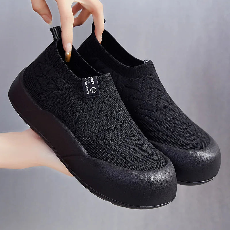 Slip-On en Maille Respirante à Large Semelle