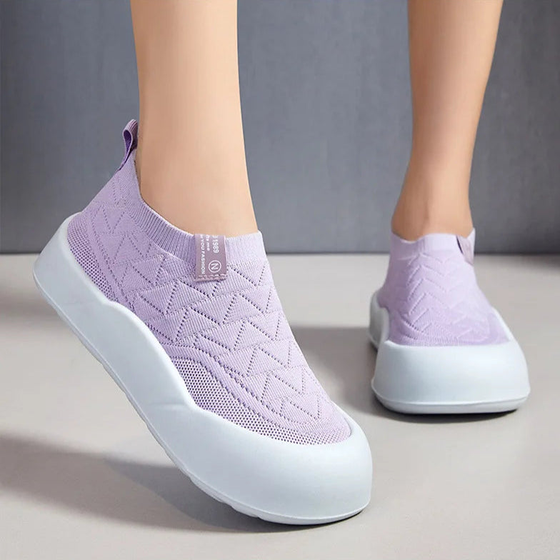 Slip-On en Maille Respirante à Large Semelle