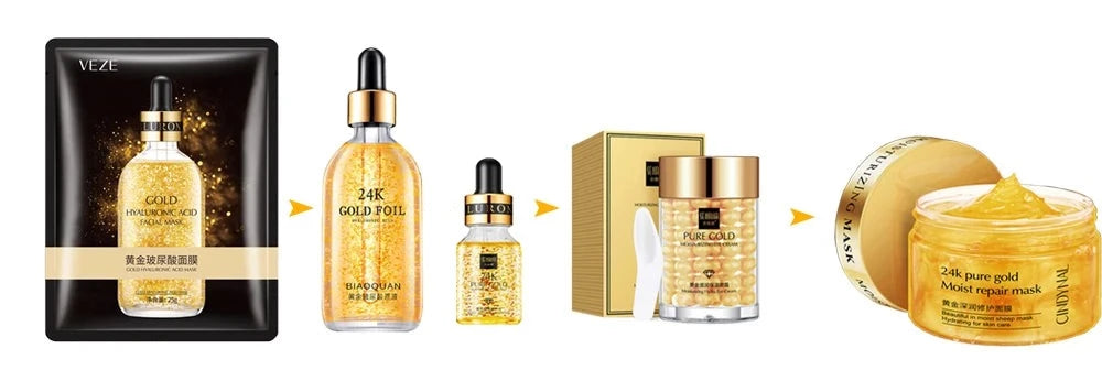 Coffret Routine Soins Visage Or 24k - Cosmétiques coréens