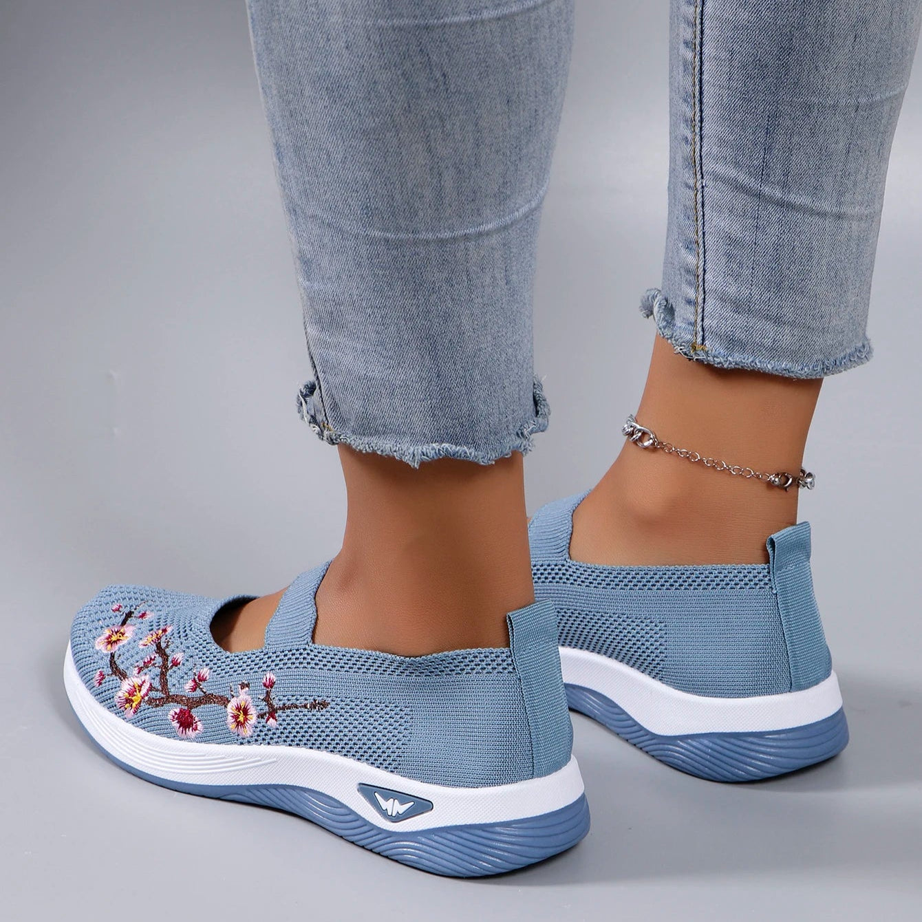 Mocassins en Maille avec Broderie Florale - Printemps