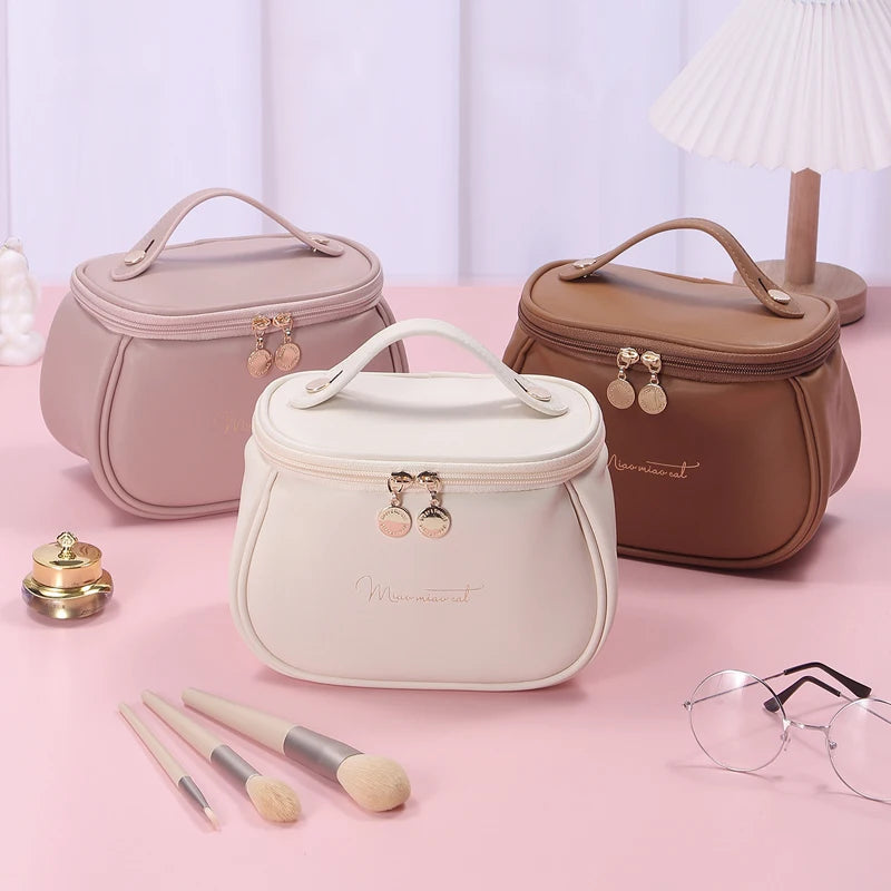 Trousse de Toilette en Cuir PU - Praticité & Grande Capacité