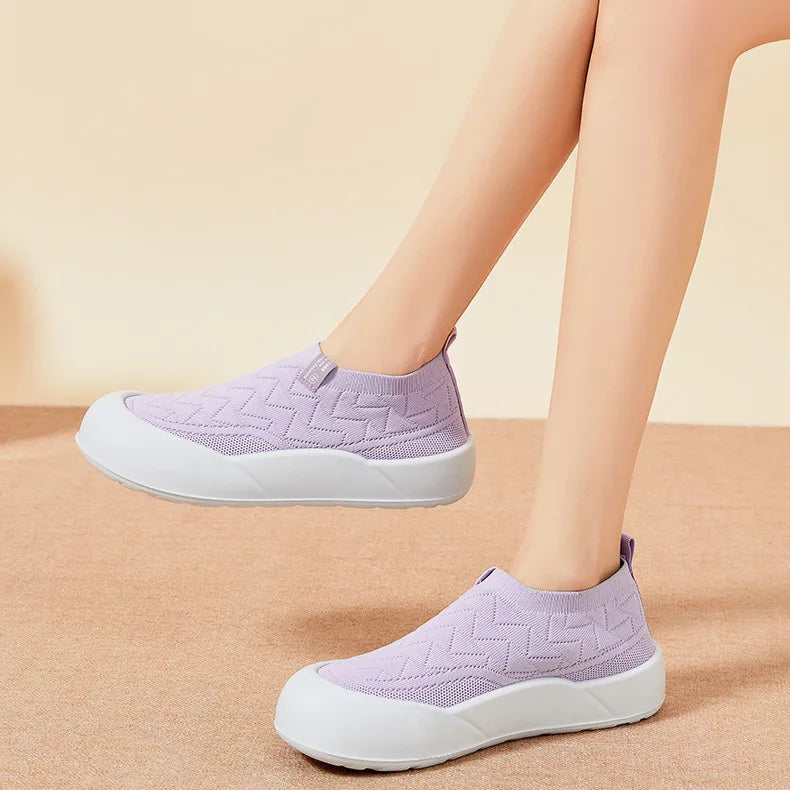 Slip-On en Maille Respirante à Large Semelle