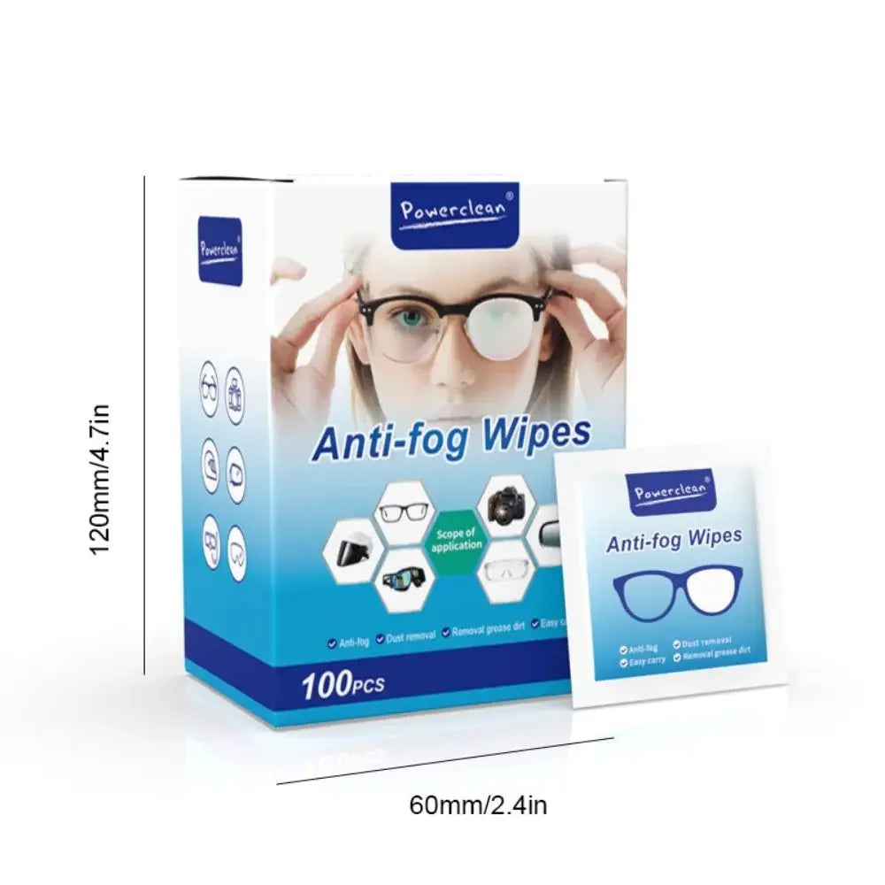 100 Lingettes Nettoyantes Anti-Buée pour Lunettes