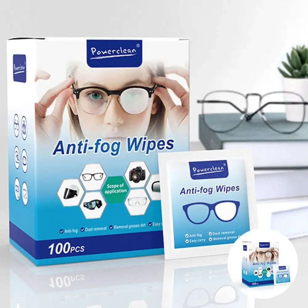 100 Lingettes Nettoyantes Anti-Buée pour Lunettes