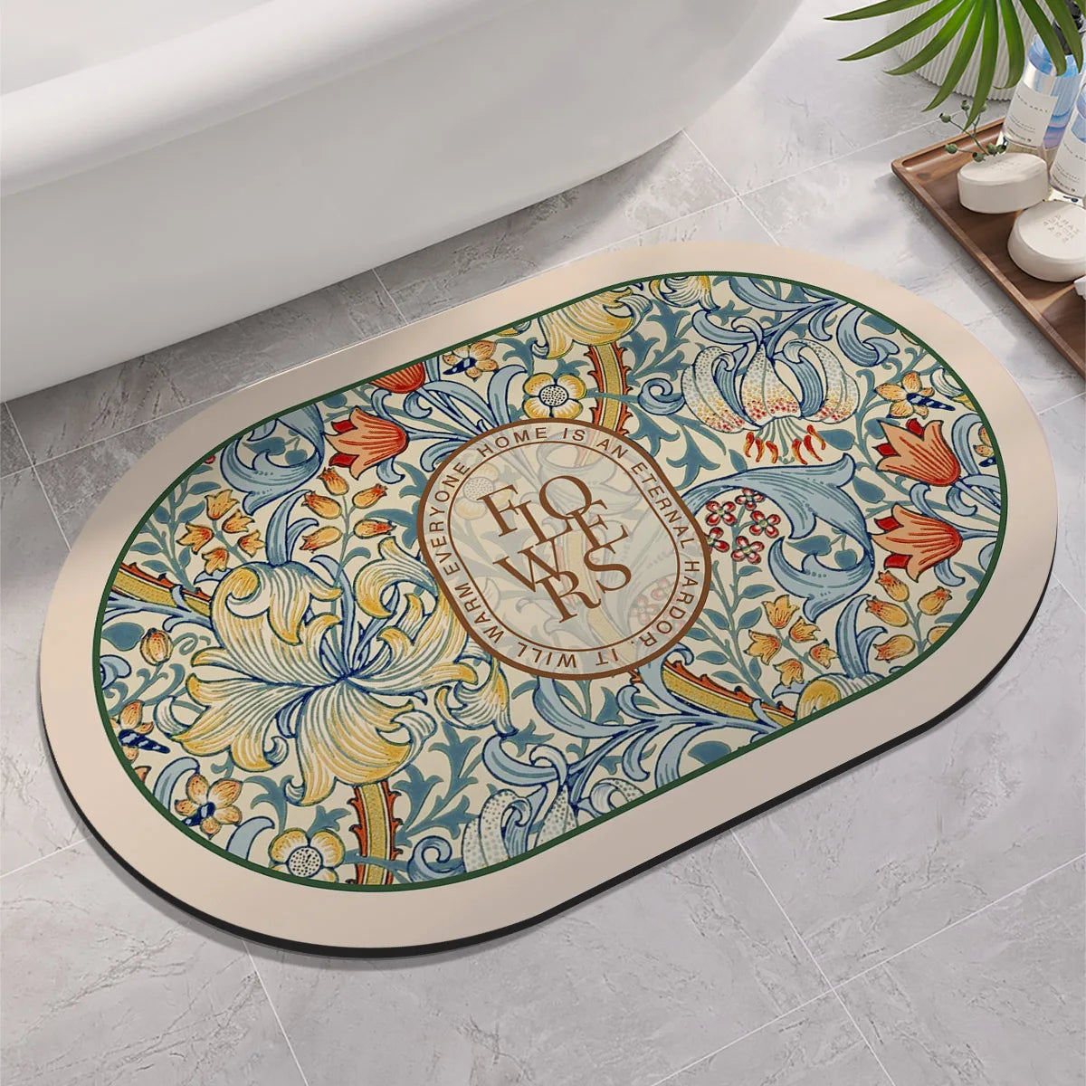 Tapis de Bain Antidérapant à Séchage Ultra-Rapide - Design Floral Élégant