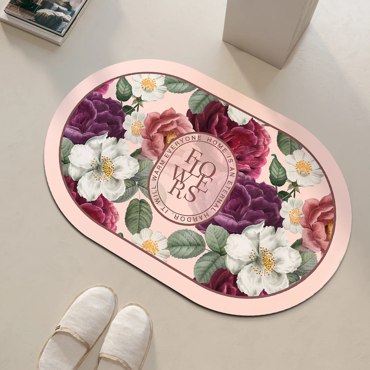 Tapis de Bain Antidérapant à Séchage Ultra-Rapide - Design Floral Élégant