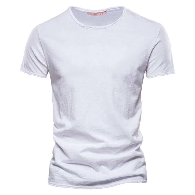T-Shirt 100% Coton Décontracté à Col Rond et Manches Courtes