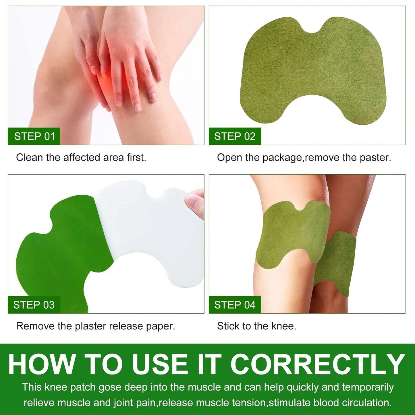 Lot de 36 Patchs genoux anti inflammatoires aux plantes