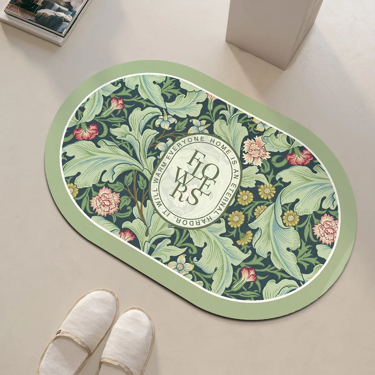 Tapis de Bain Antidérapant à Séchage Ultra-Rapide - Design Floral Élégant