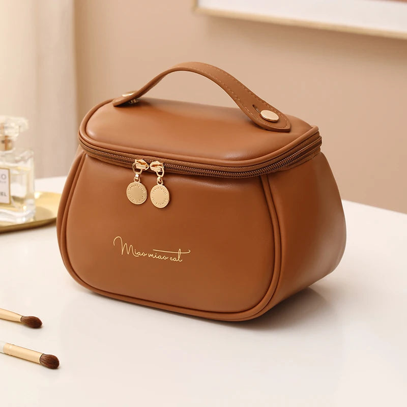 Trousse de Toilette en Cuir PU - Praticité & Grande Capacité