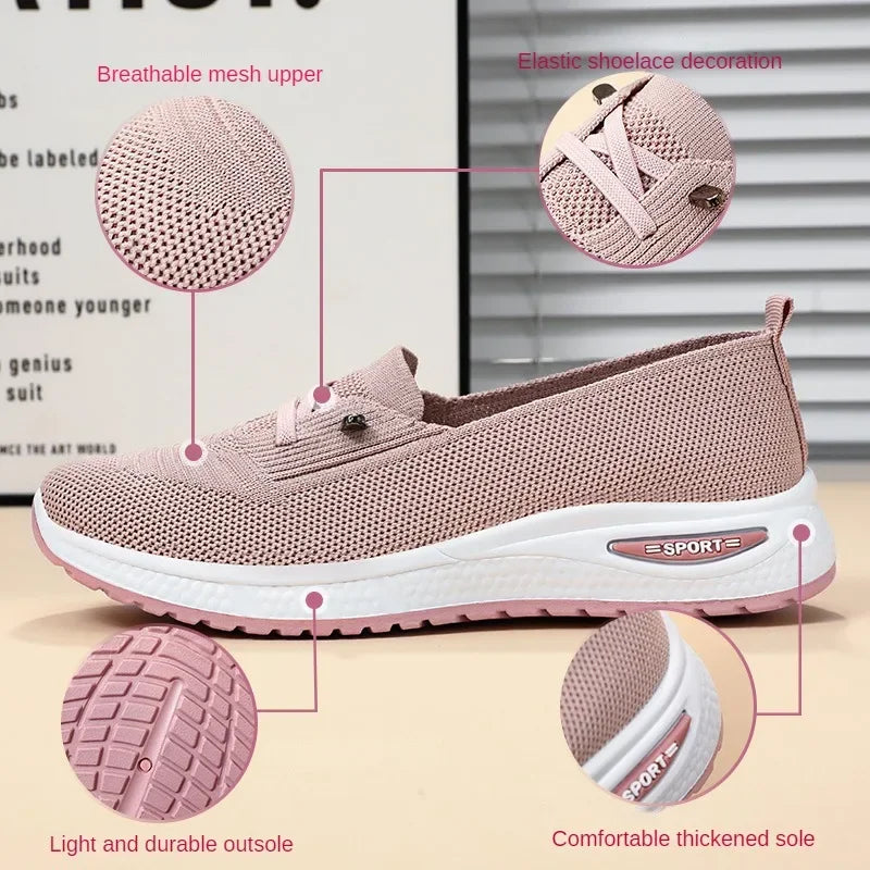Ballerines en Maille à Faux Lacets Respirantes, Légères & Antidérapantes