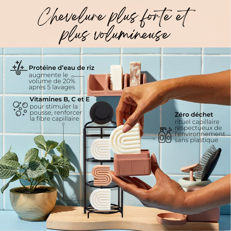 Shampoing & Après-Shampoing Solide Fortifiants à l'eau de riz - Lot de 2