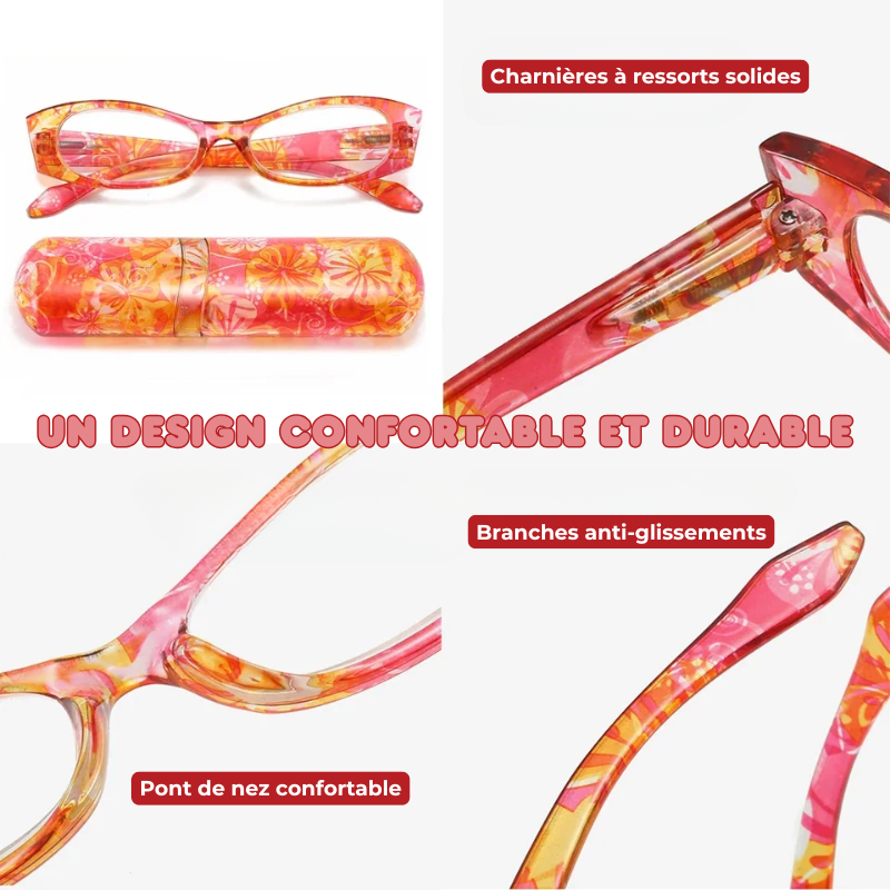 Lunettes de lecture pour presbyte à Motif floral - Étui OFFERT