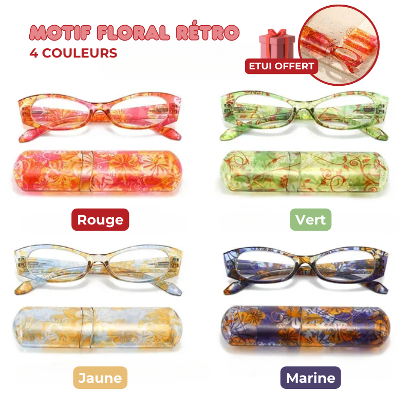 Lunettes de lecture pour presbyte à Motif floral - Étui OFFERT