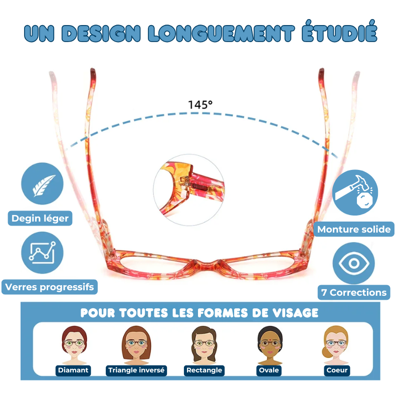 Lunettes de lecture pour presbyte à Motif floral - Étui OFFERT