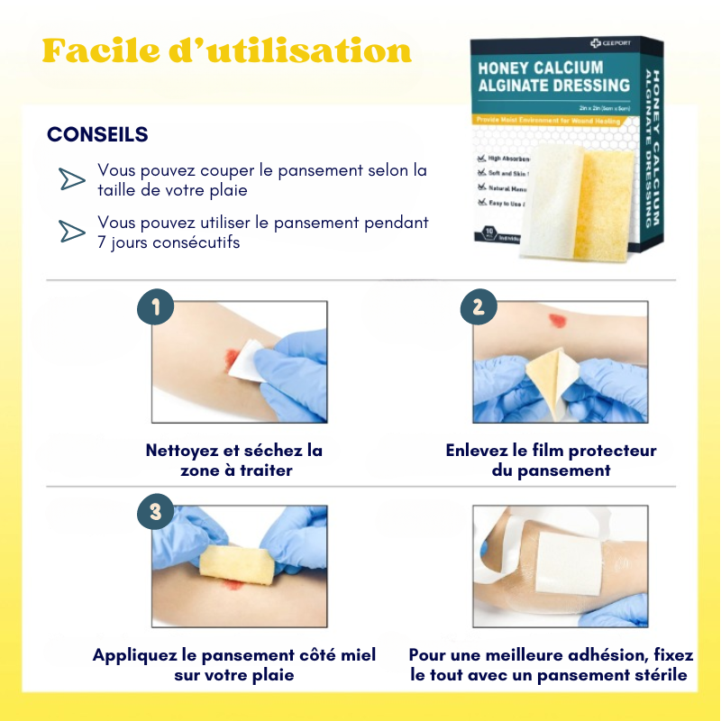 Lot de 10 pansements alginate de calcium miel