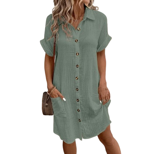Robe Chemise Été Boutonnée en Coton