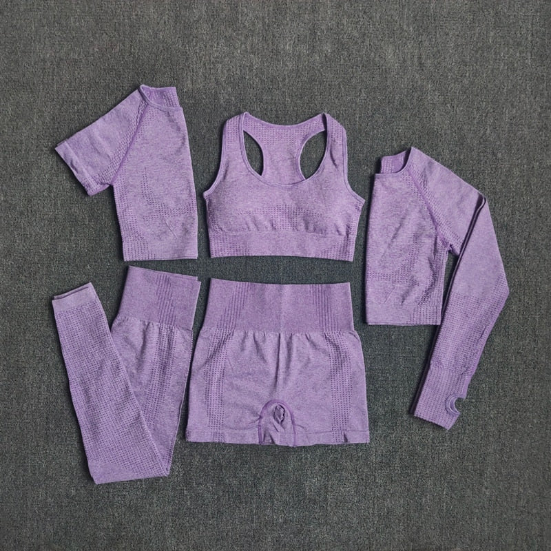 Ensemble de sport 5PCS pour Femme lila