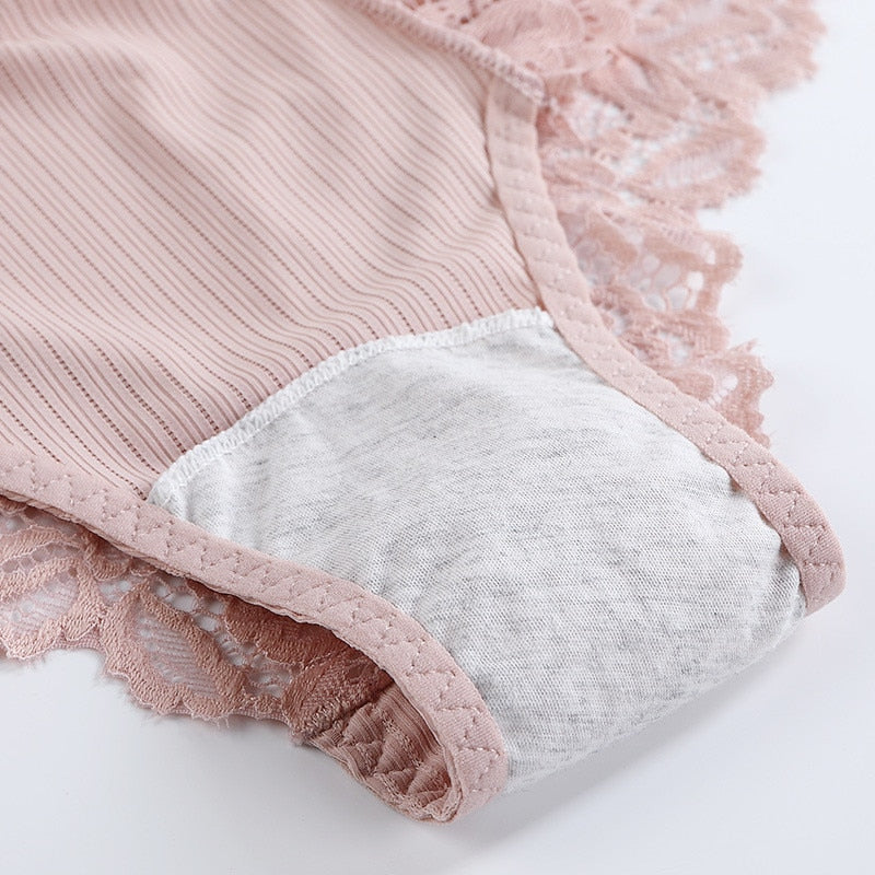 Lot de 3 Culottes féminines en coton à dentelle