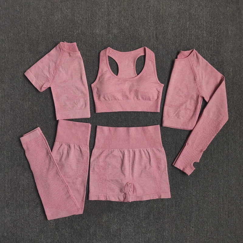 Ensemble de sport 5PCS pour Femme rose