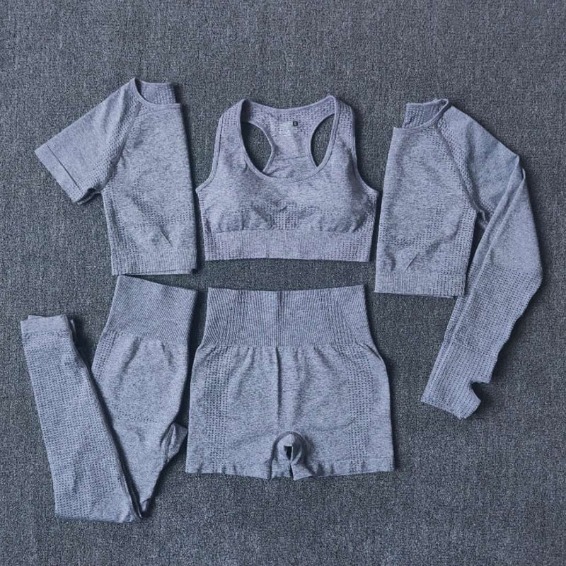 Ensemble de sport 5PCS pour Femme gris
