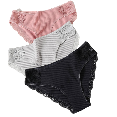 Lot de 3 culottes dentelle en coton
