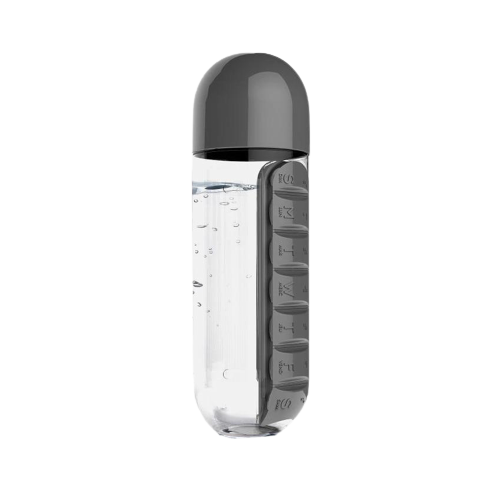 Bouteille Pilulier 3 en 1 noir