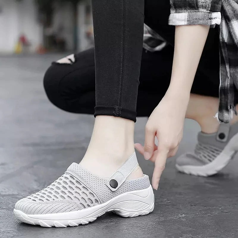 Sandales Respirantes et Confort Femme Gris