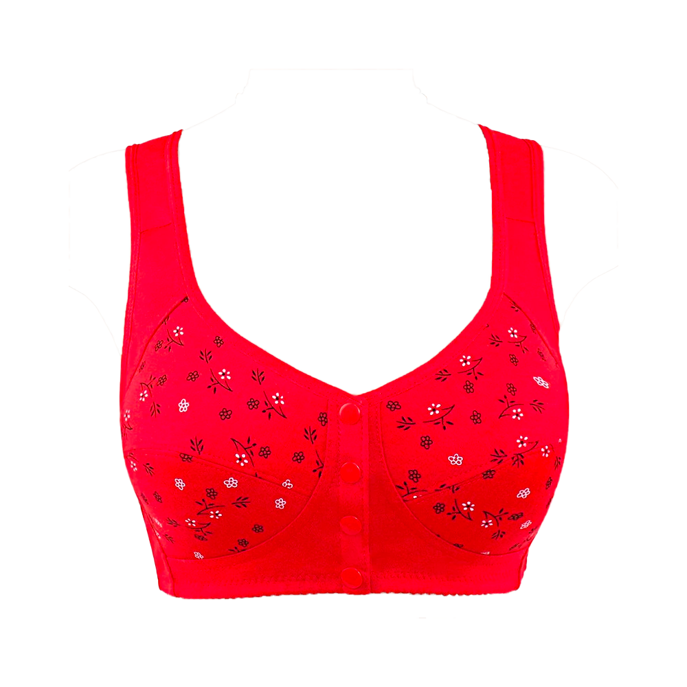 Soutien-gorge 100% coton à imprimé floral rouge