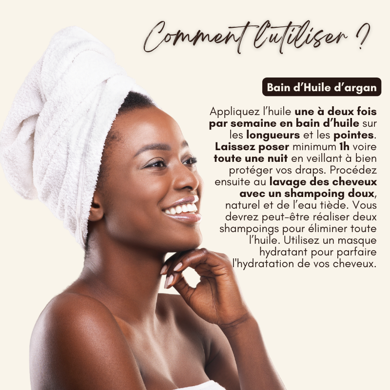 Huile essentielle d'Argan Marocaine pour Cheveux Secs & Abîmés - 1 ACHETÉE = 1 OFFERTE