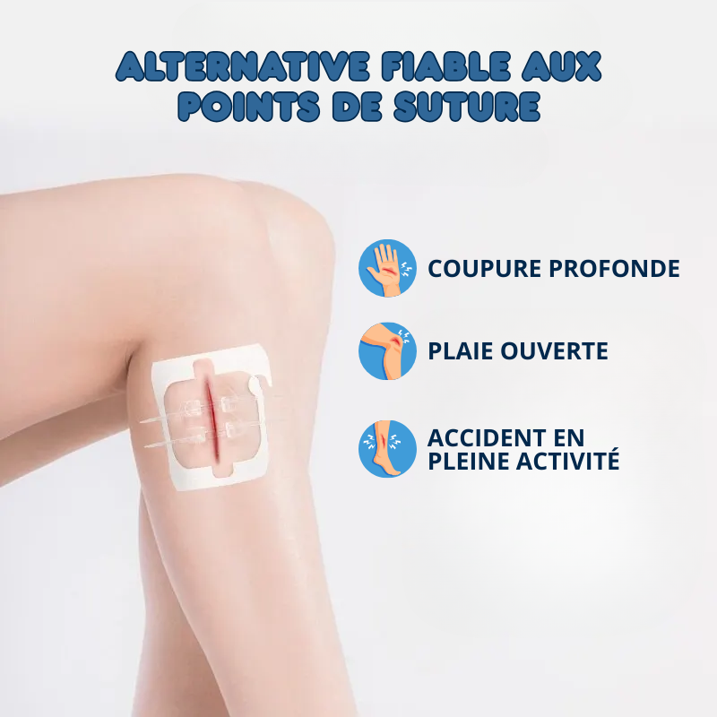 2x Pansements de Suture pour Plaie à Glissière